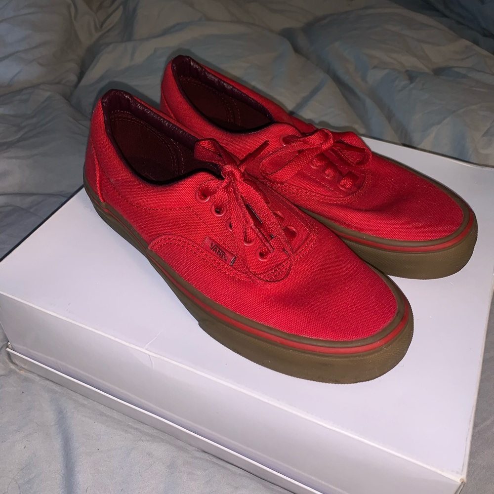 Vans red and gum bottom sneakers